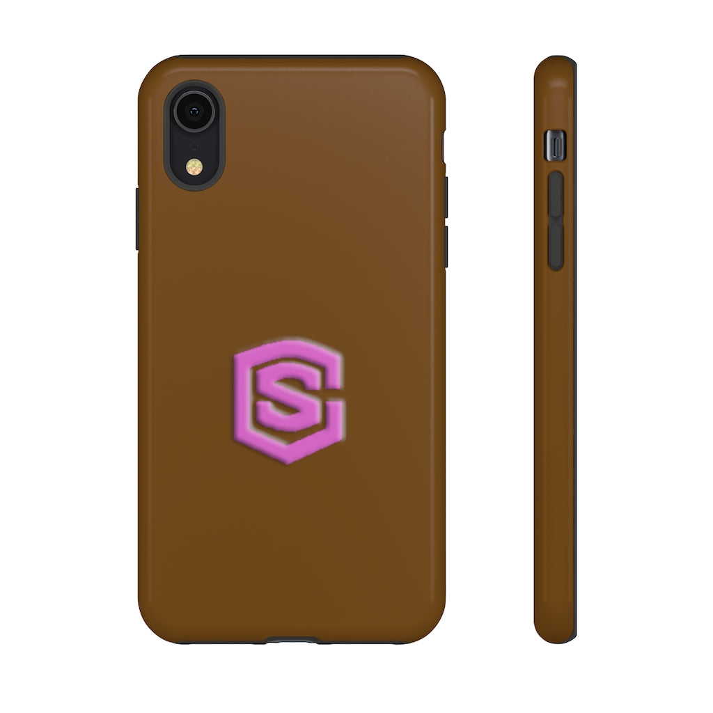 Brown Tough Cases Pink Logo