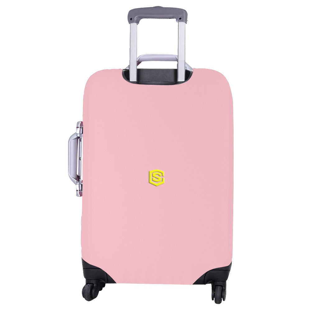 PINK LUGGAGE COVER WITH YELLOW LOGO Luggage Cover (Large Size) (26"-28")