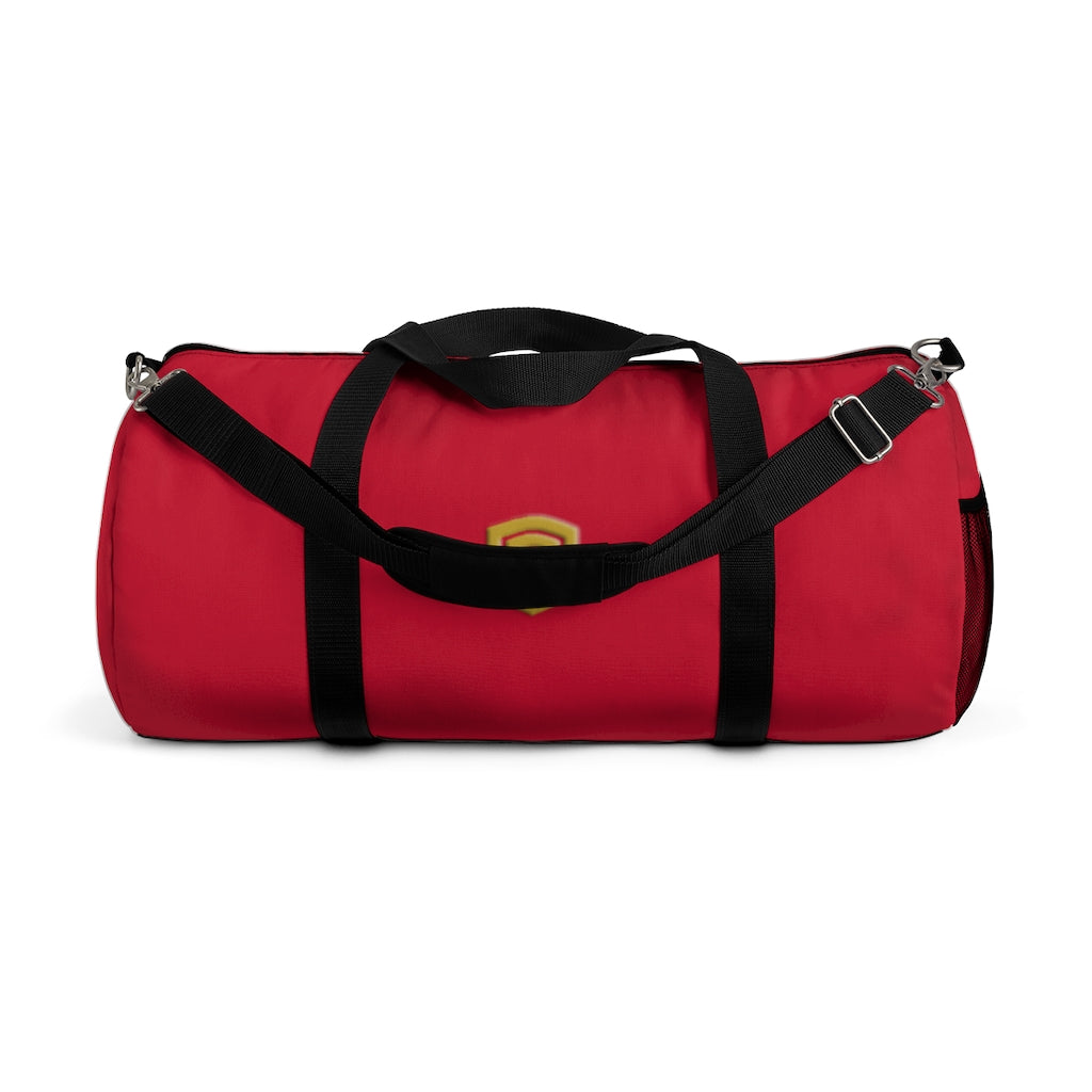 Red Duffel Bag Gold Logo