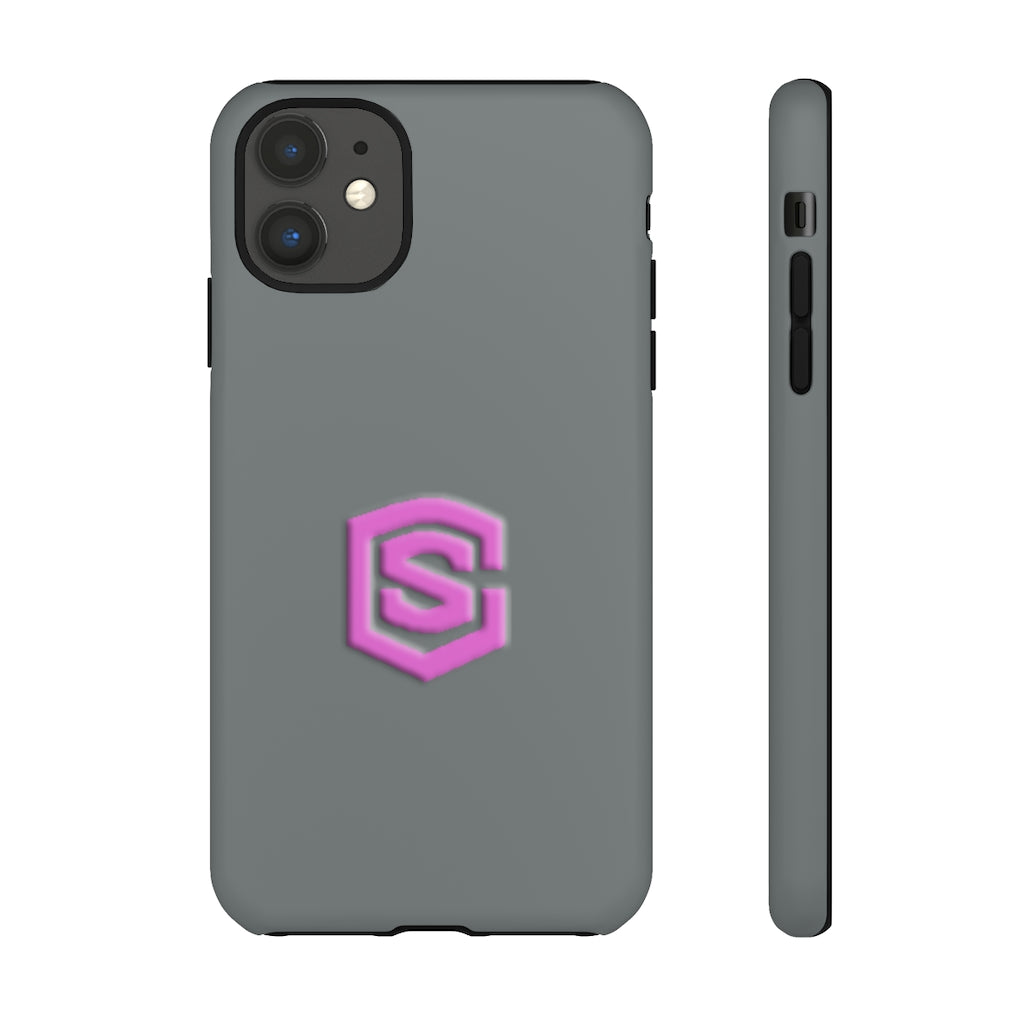 Grey Tough Cases Pink Logo