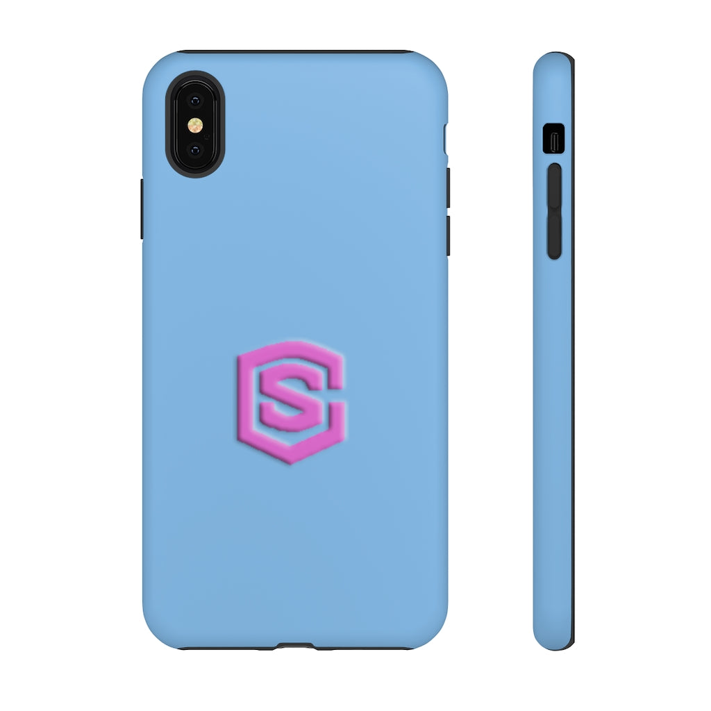 Blue Tough Cases Pink Logo