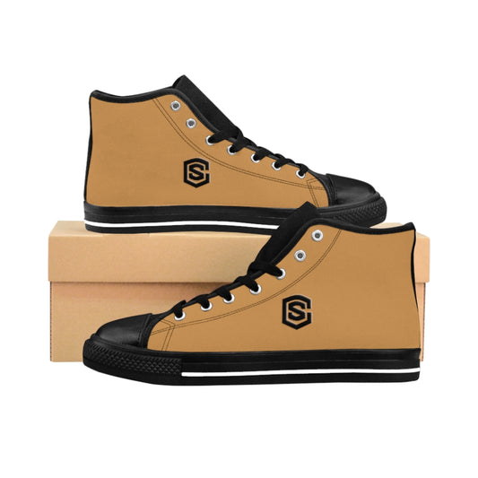 brown Men's High-top Sneakers - black logo