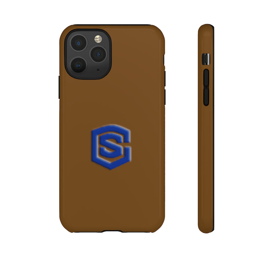 Brown Tough Cases Blue Logo