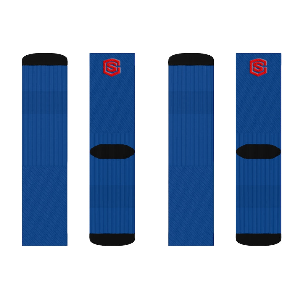 Dark blue Sublimation Socks Red Logo