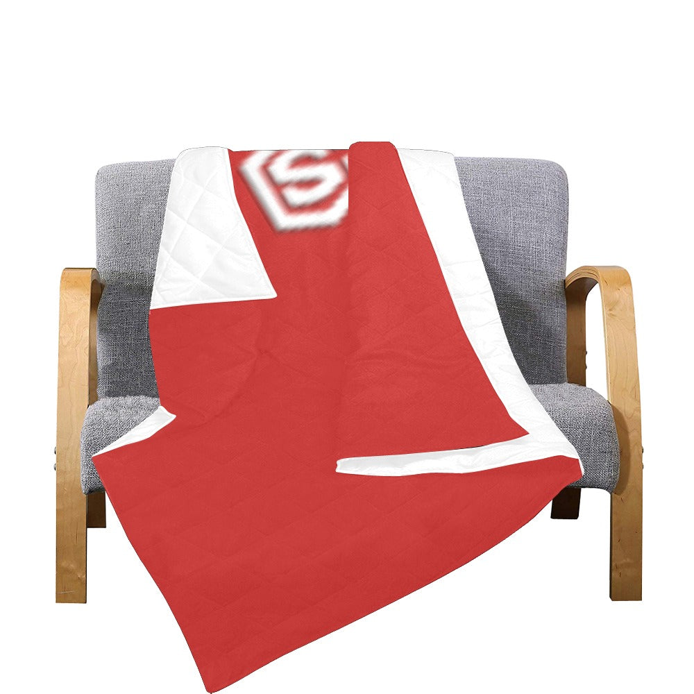 RED CUSTOM QUILT  WHITE LOGO Custom Quilt  70" x 80"