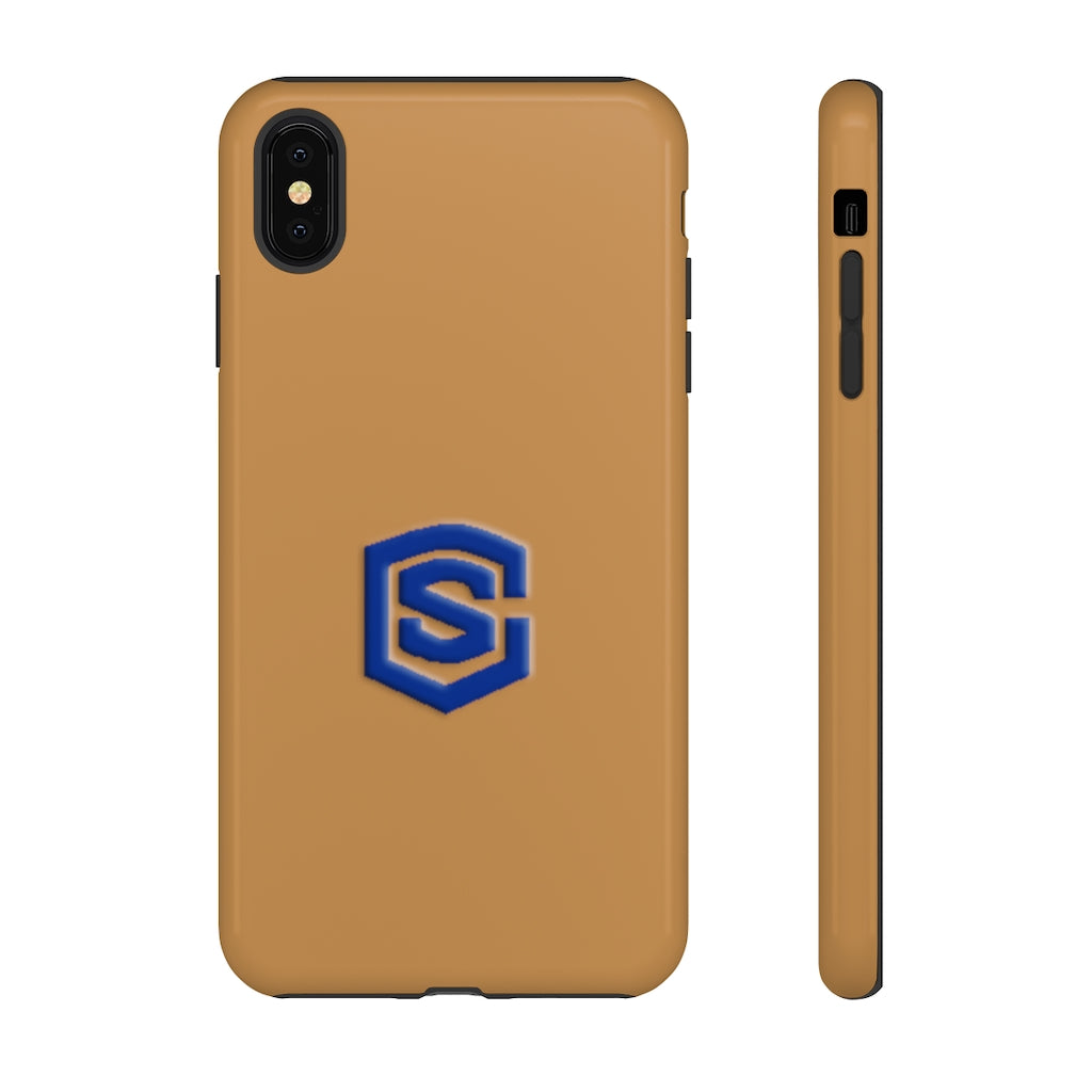 Brown Tough Cases Blue Logo