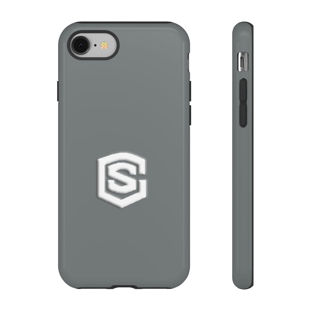 Grey Tough Cases White Logo