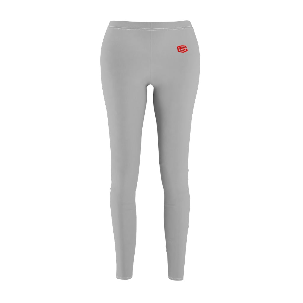 Grey Women's Cut & Sew Casual Leggings Red logo