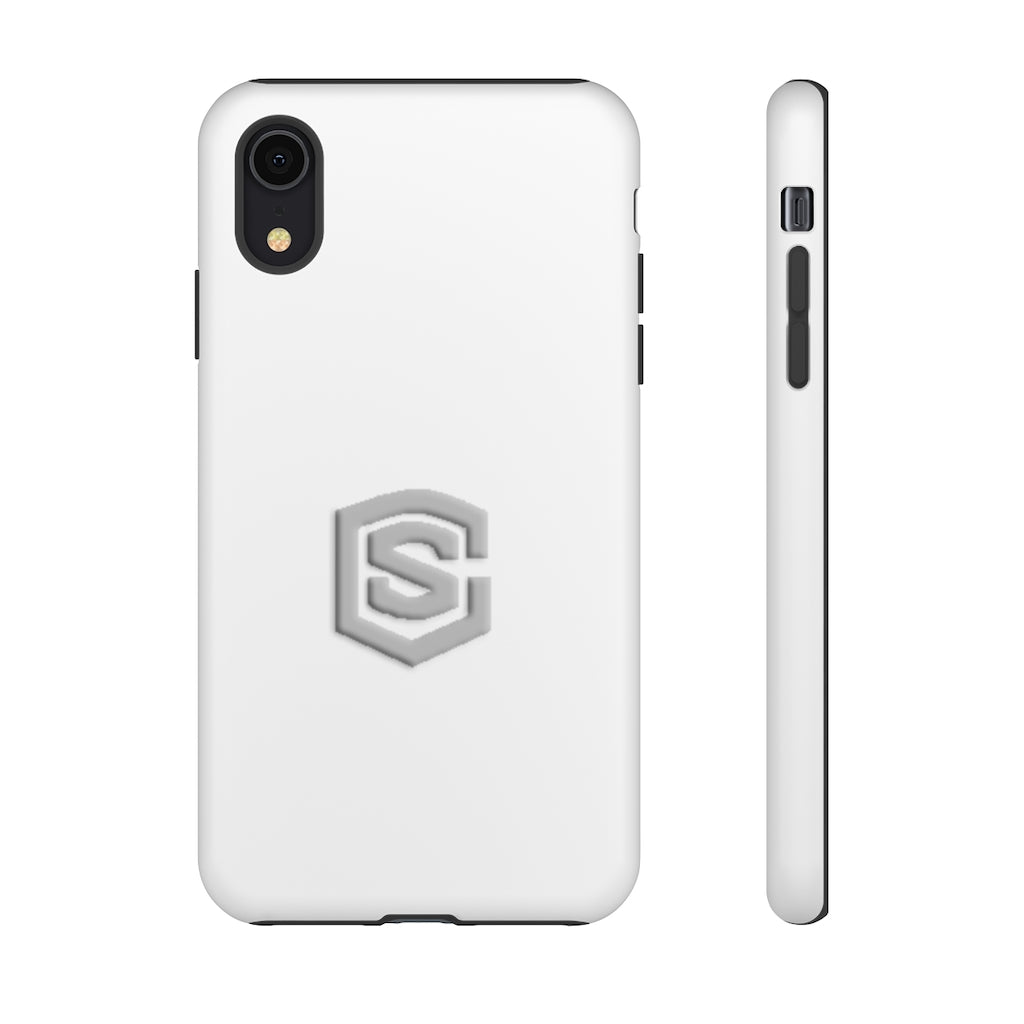 White Tough Cases Silver Logo