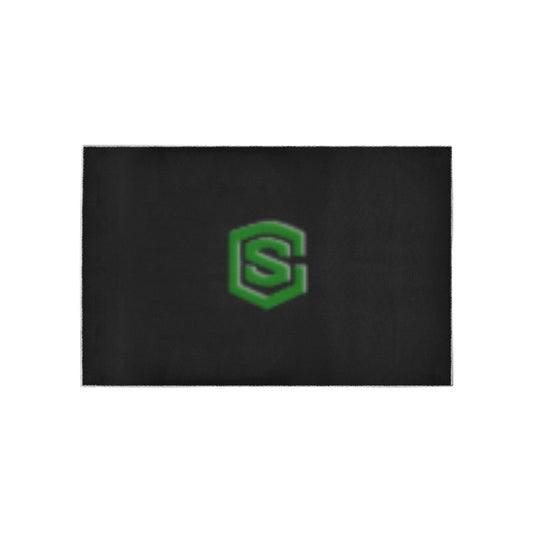 Black Area Rug Green Logo Area Rug 5' x 3.2'