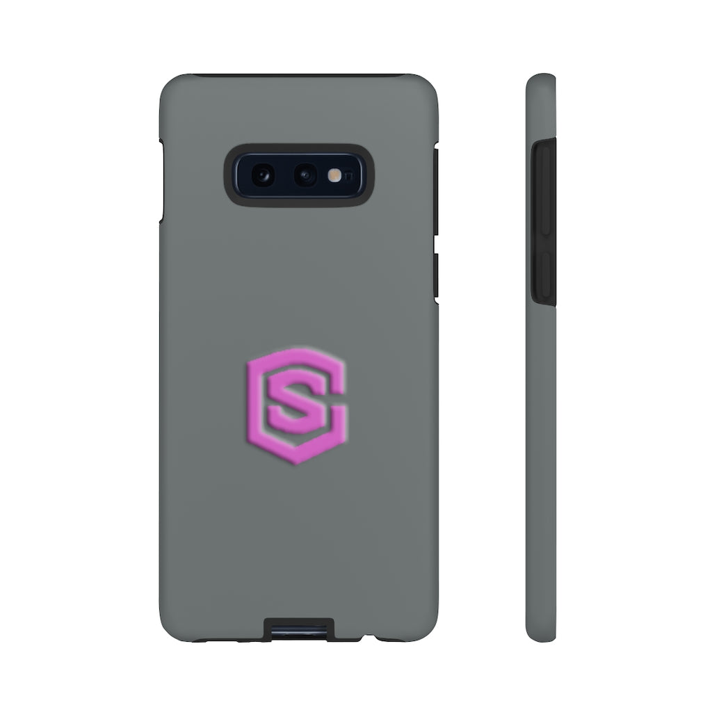 Grey Tough Cases Pink Logo