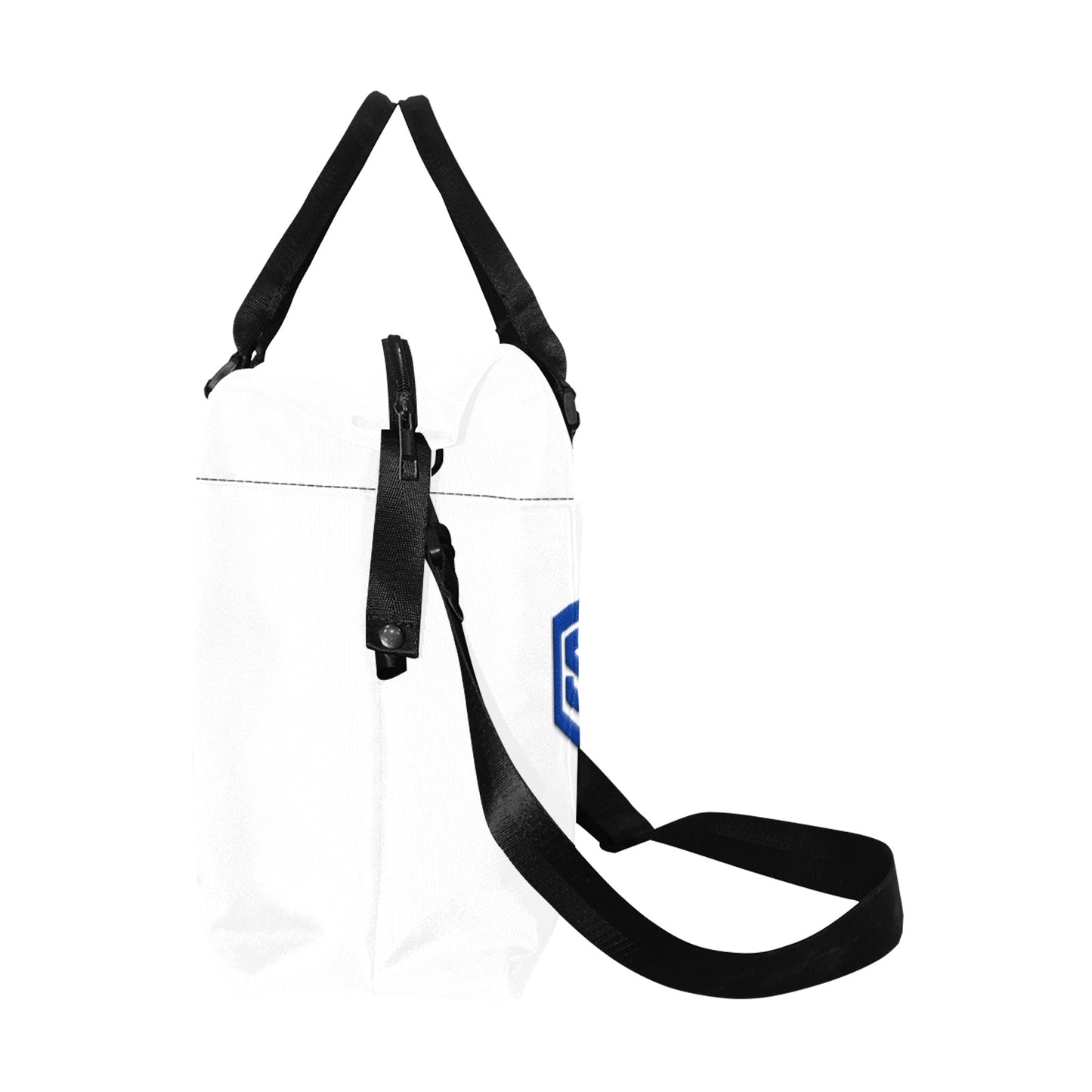White Large Capacity Duffle Bag With Blue Logo Large Capacity Duffle Bag(Model1715)