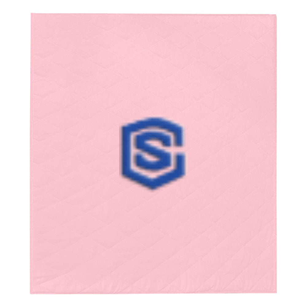 Pink  Quilt with Blue Logo Custom Quilt  70" x 80"