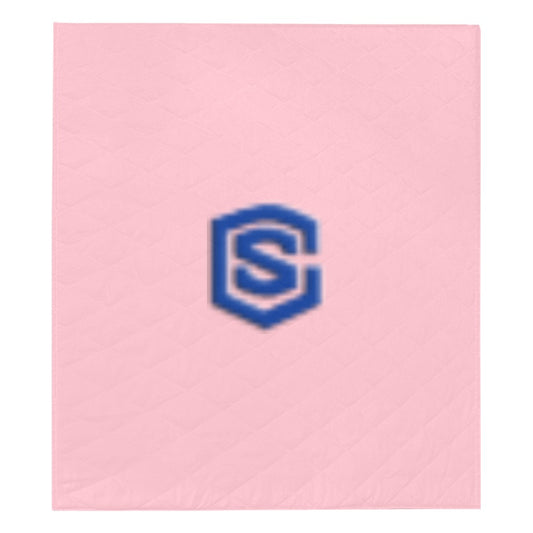 Pink  Quilt with Blue Logo Custom Quilt  70" x 80"