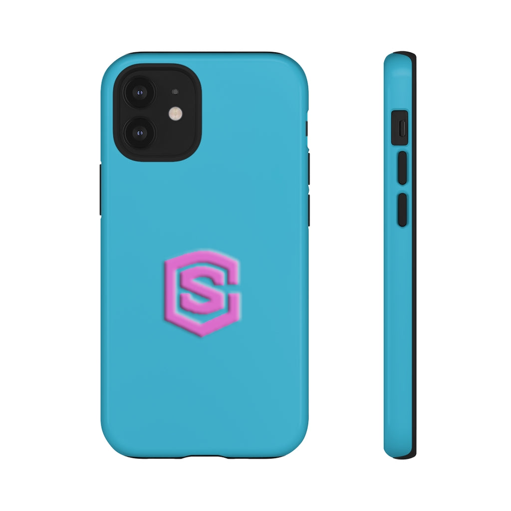Blue Tough Cases Pink Logo