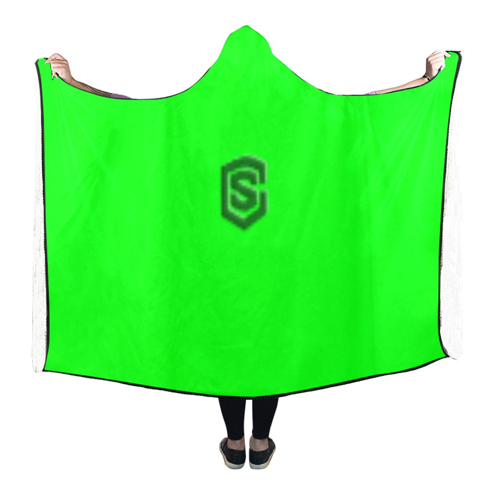 Green Hooded Blanket 80"x56" with Green Logo Hooded Blanket 80"x56"