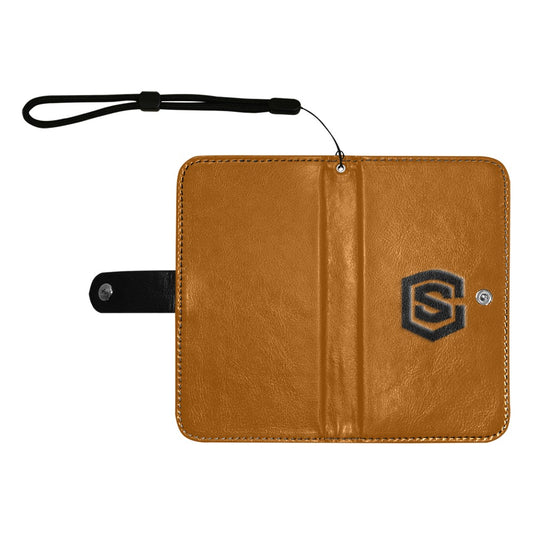 Brown Flip Leather Purse for Mobile Phone(Model1703)(Large) with Black Logo Flip Leather Purse for Mobile Phone(Model1703)(Large)