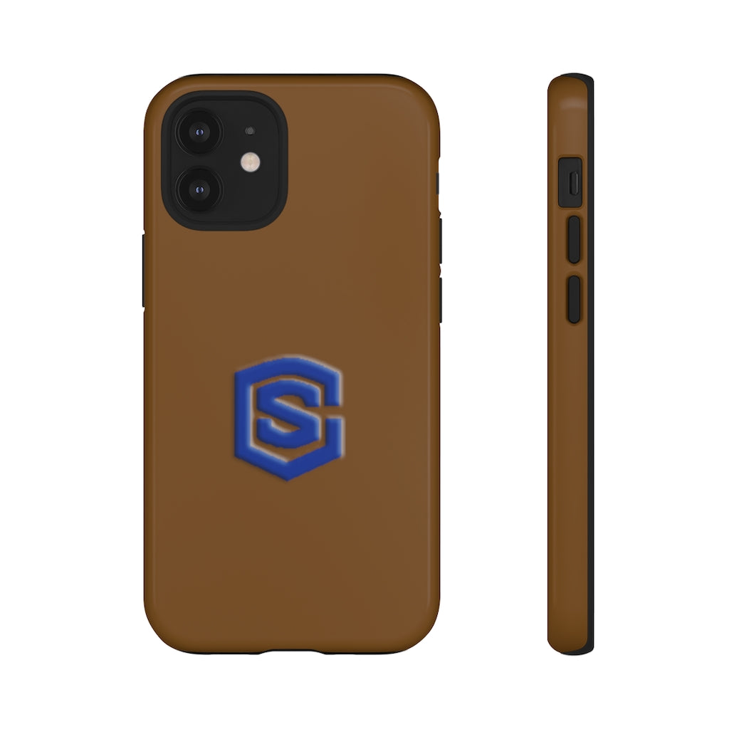 Brown Tough Cases Blue Logo