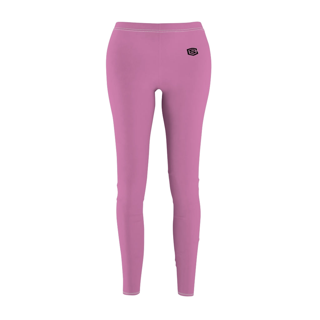 Pink Women's Cut & Sew Casual Leggings Black logo