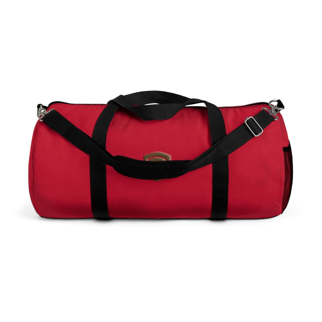 Red Duffel Bag Brown Logo