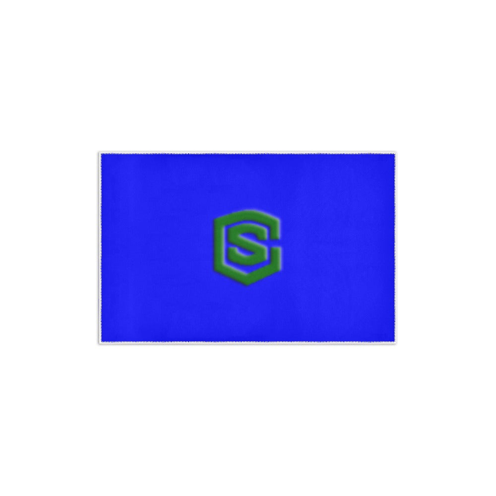 Blue Area Rug 2.6' x 1.7' with Green Logo Area Rug 2.6' x 1.7'