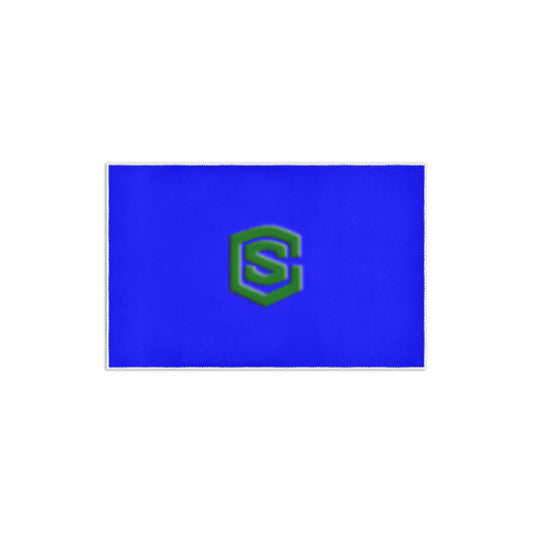 Blue Area Rug 2.6' x 1.7' with Green Logo Area Rug 2.6' x 1.7'