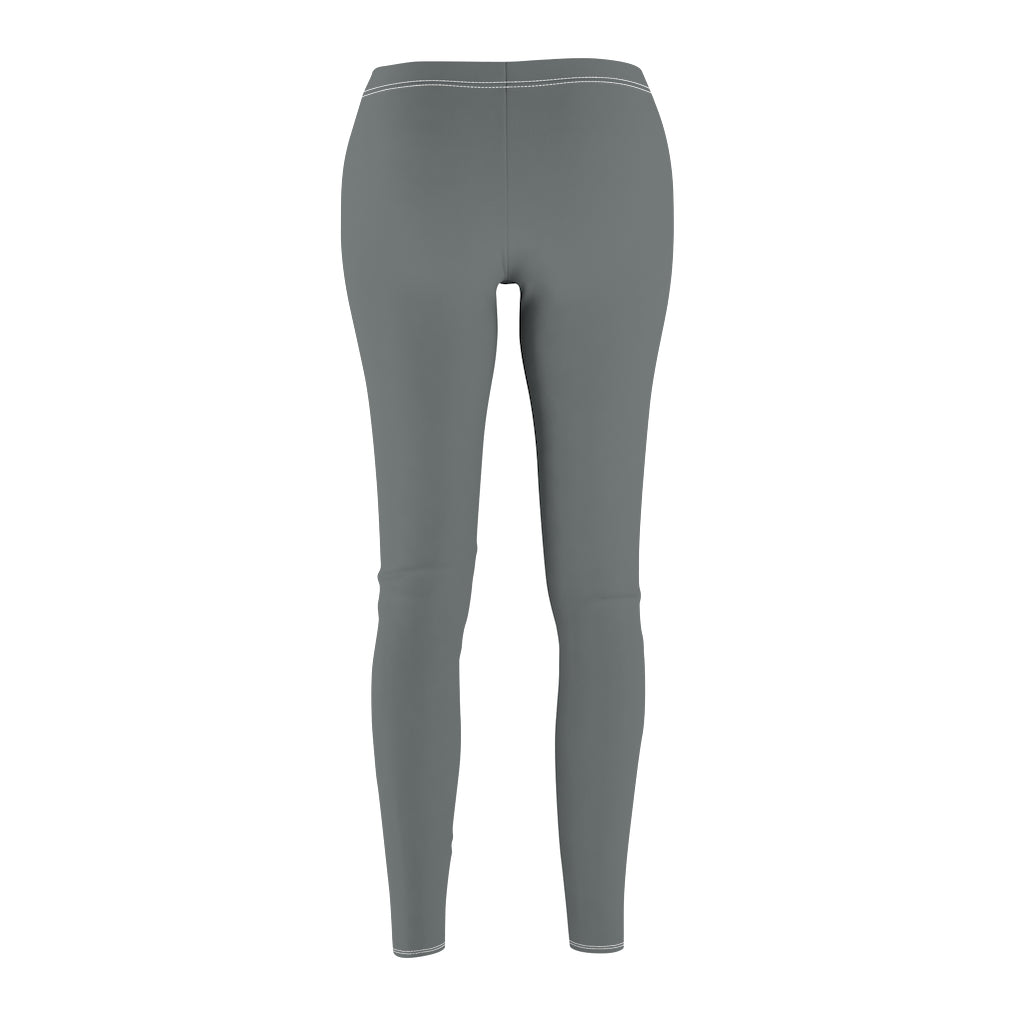Grey Women's Cut & Sew Casual Leggings Black logo