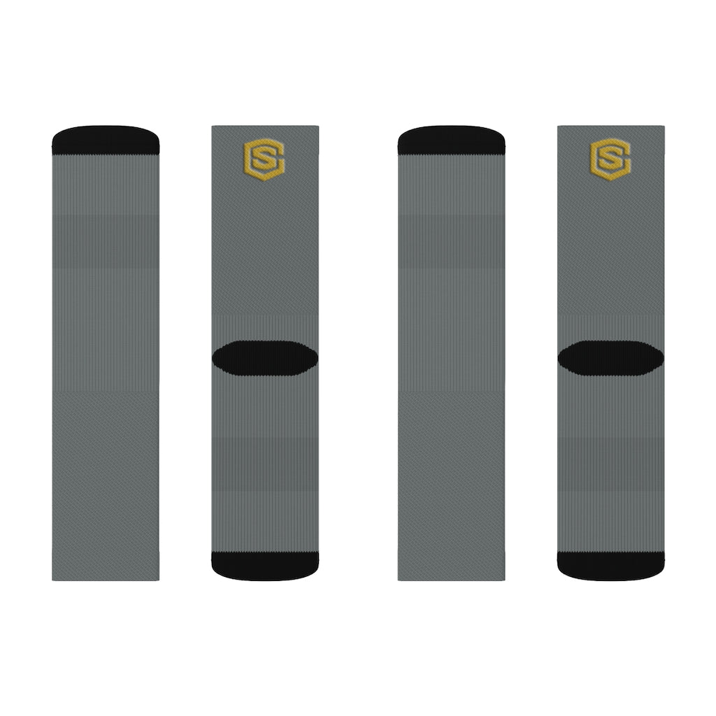 Dark Grey Sublimation Socks Gold Logo