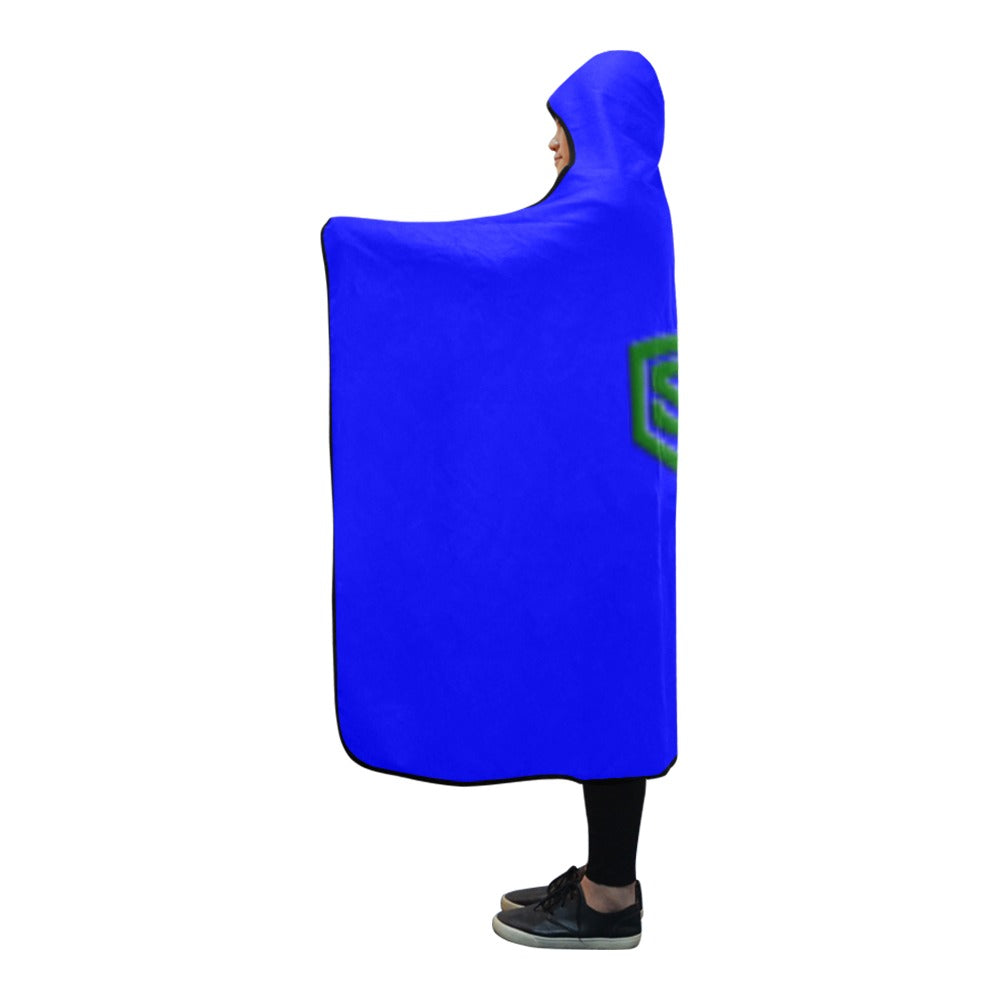 Blue Hooded Blanket 80"x56" with Green Logo Hooded Blanket 80"x56"