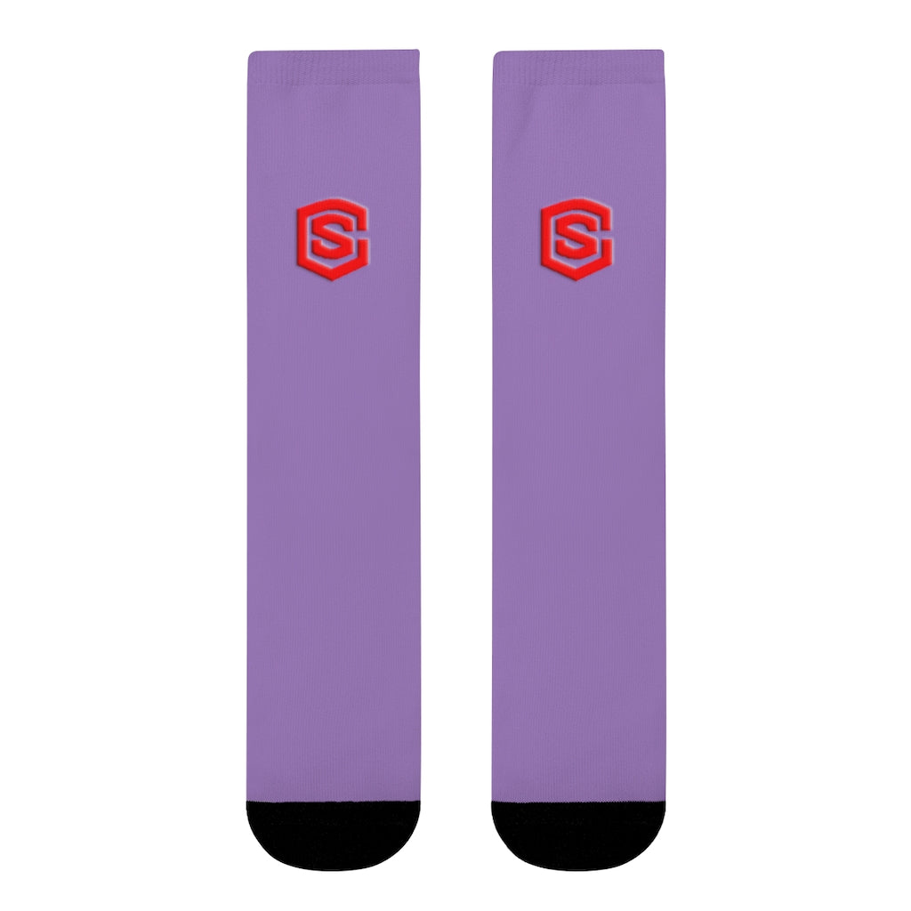 Purple Sublimation Crew Socks (EU) Red Logo