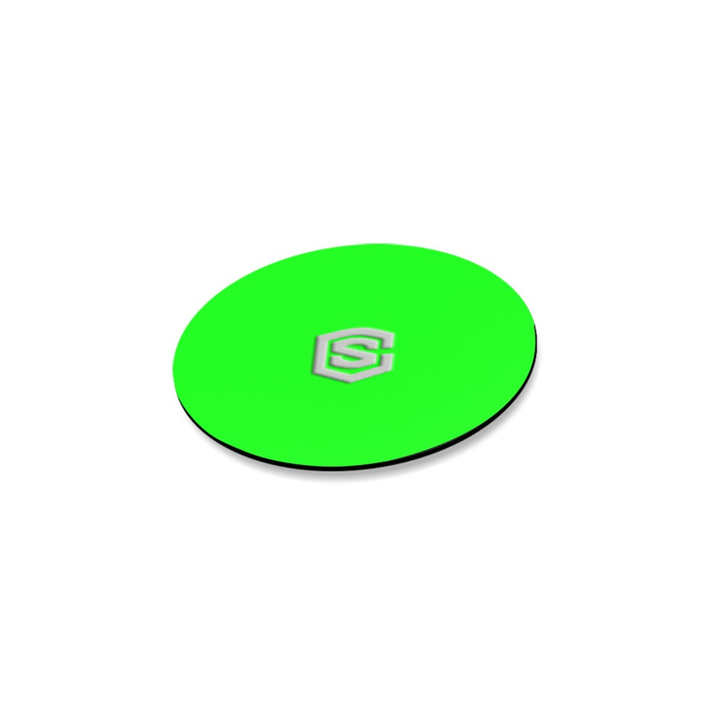 Green Round Coaster with Silver Logo Round Coaster