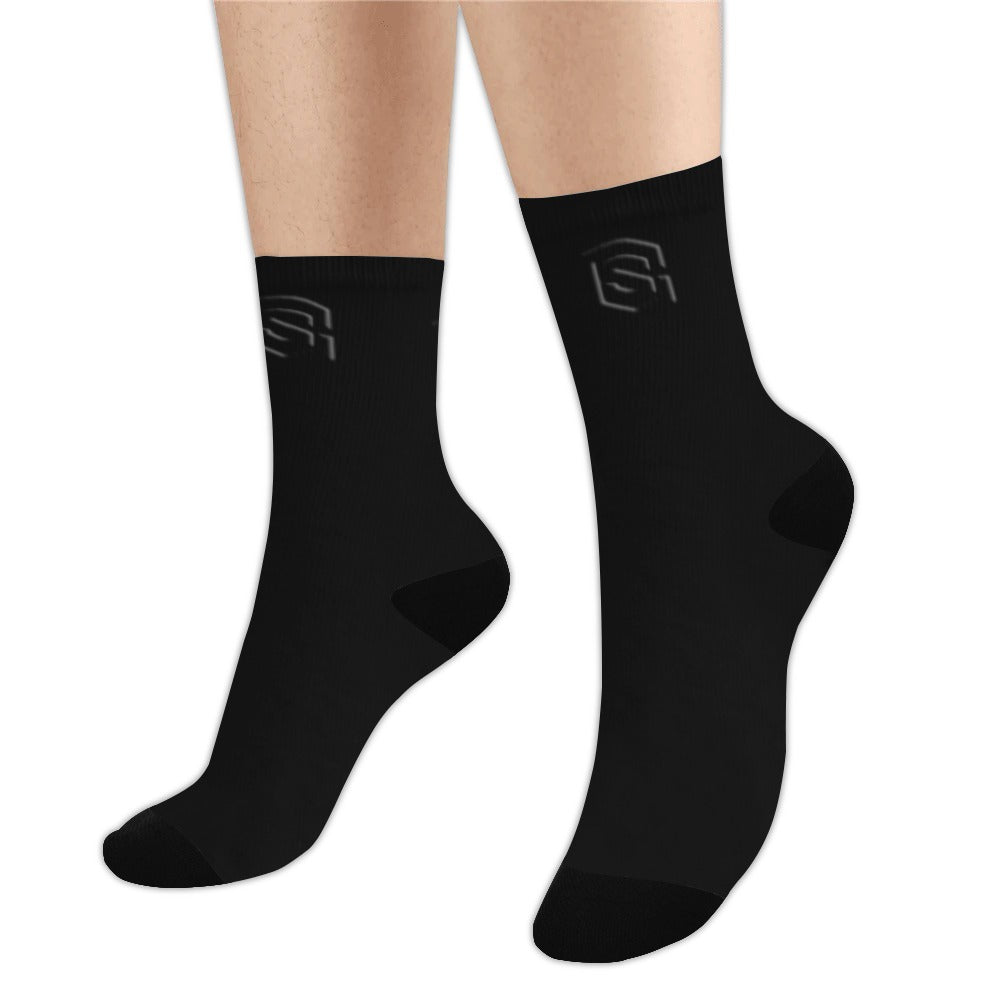 Black Sublimated Crew Socks (Made In USA) with Black Logo Sublimated Crew Socks (Made In USA)