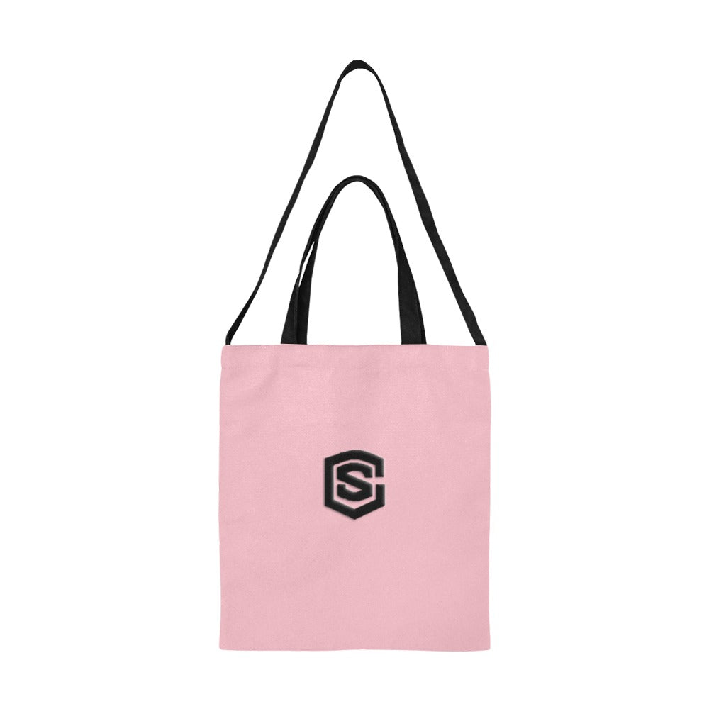 Pink All Over Print Canvas Tote Bag With Black Logo All Over Print Canvas Tote Bag(Model1698)(Medium)