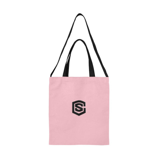 Pink All Over Print Canvas Tote Bag With Black Logo All Over Print Canvas Tote Bag(Model1698)(Medium)