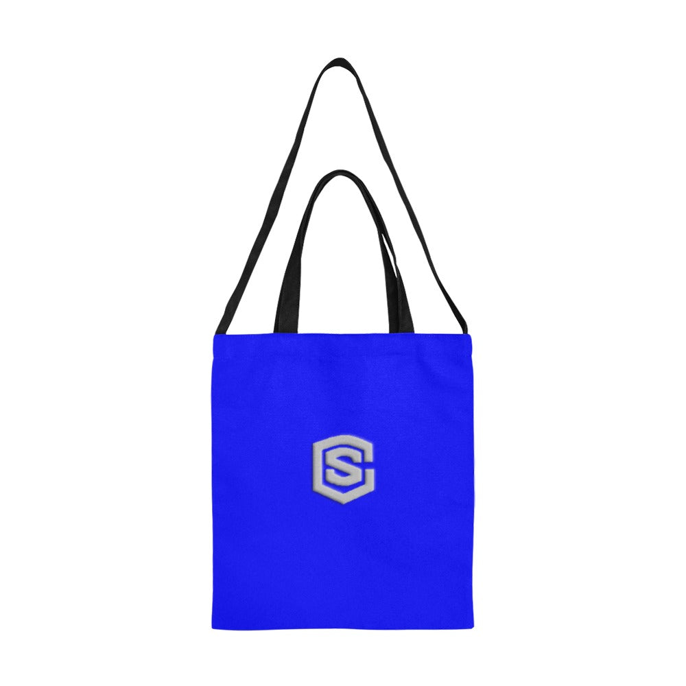 Blue All Over Print Canvas Tote Bag With Silver Logo All Over Print Canvas Tote Bag(Model1698)(Medium)