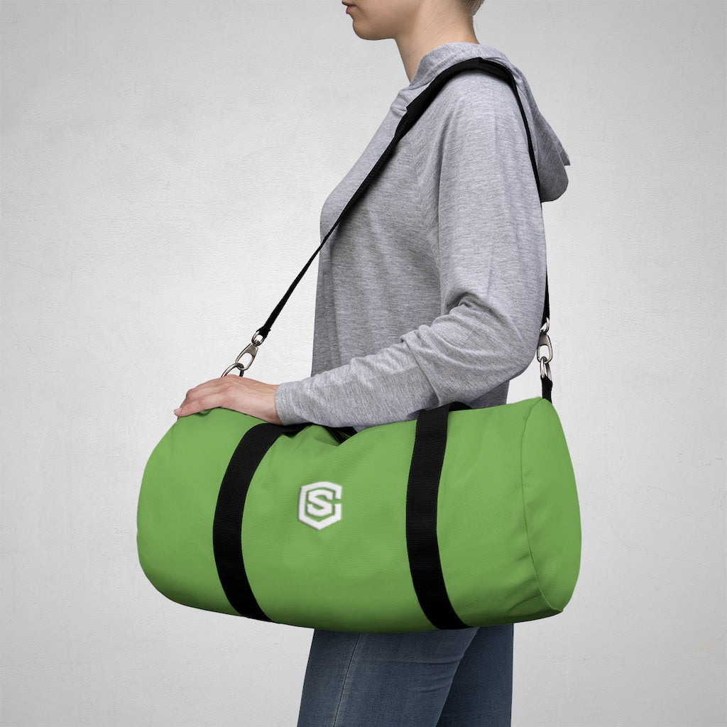 Green Duffel Bag White Logo