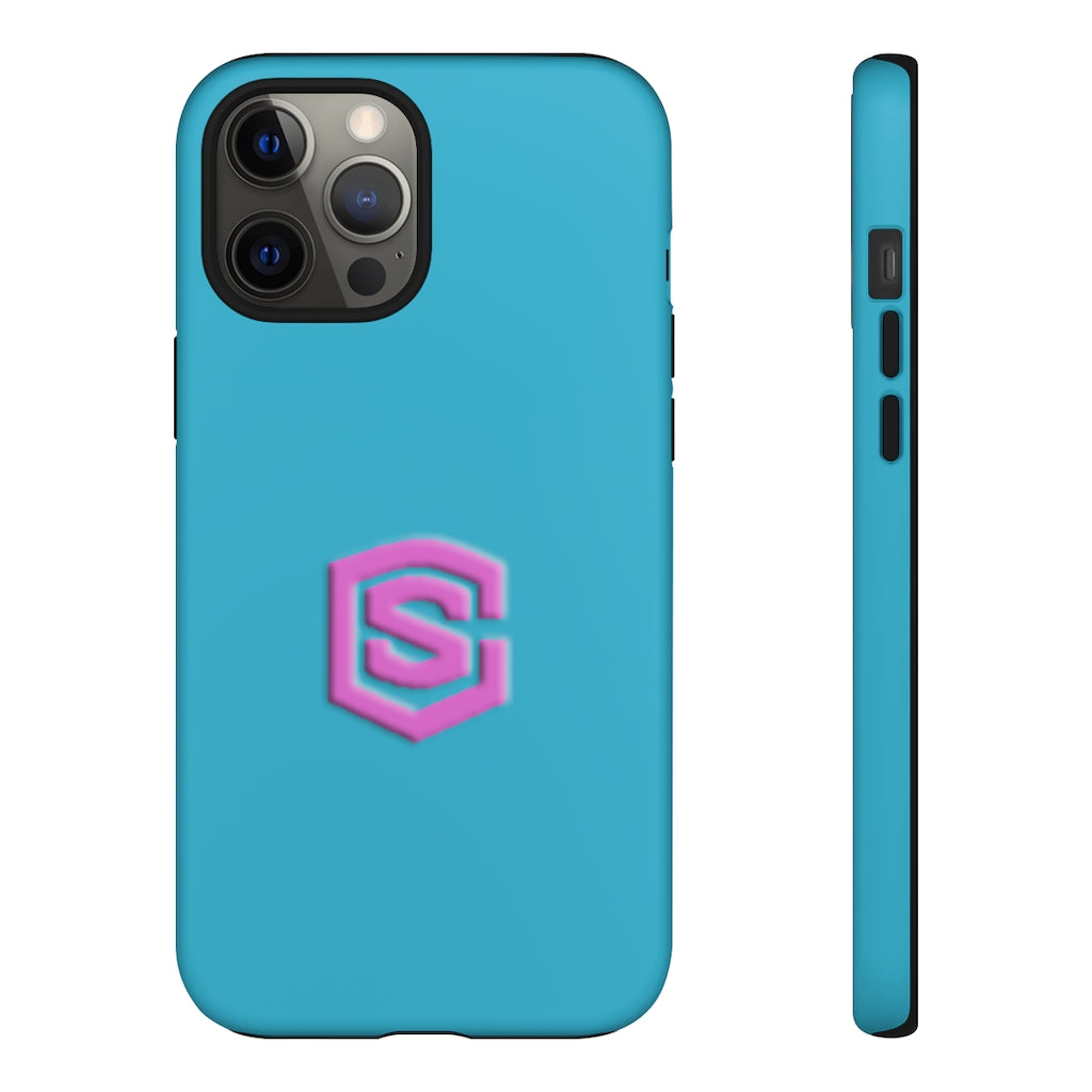 Blue Tough Cases Pink Logo