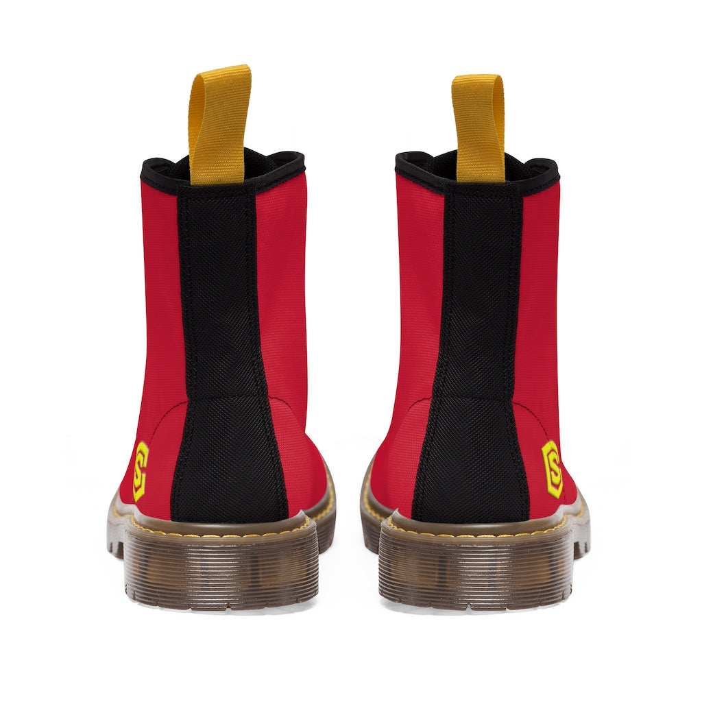 Red Men's Canvas Boots Yellow Logo