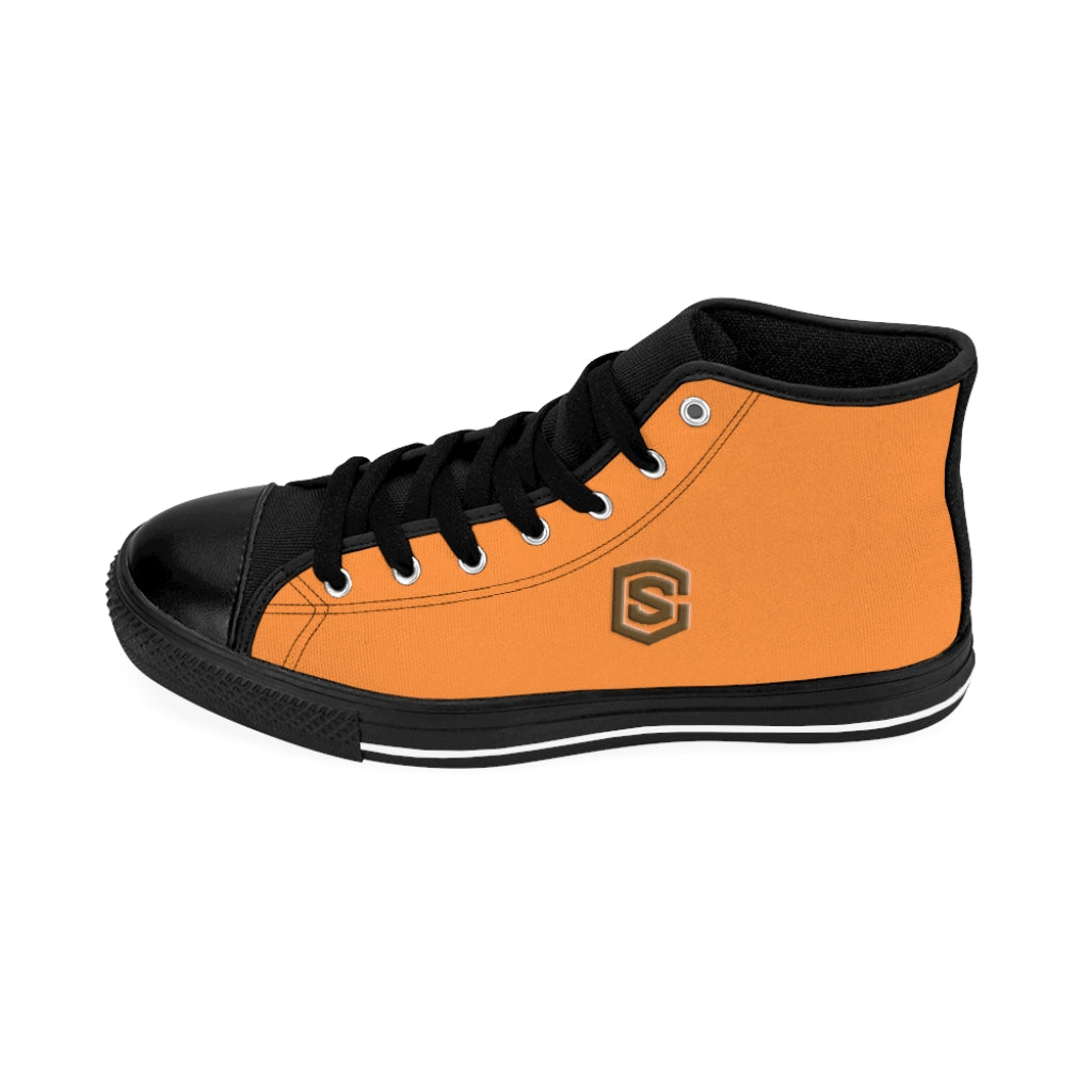 orange Men's High-top Sneakers Brown logo