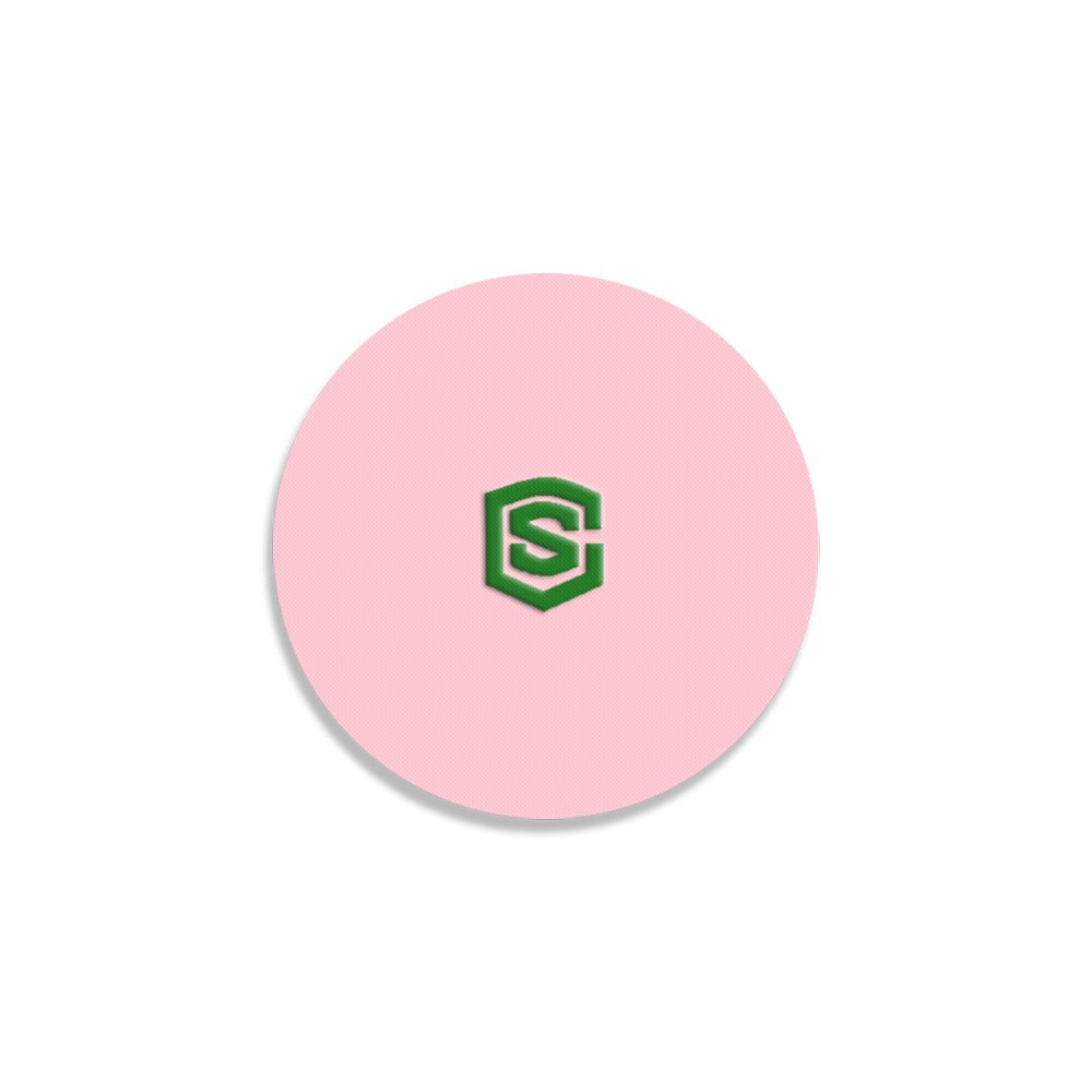 Pink Round Coaster with Green Logo Round Coaster