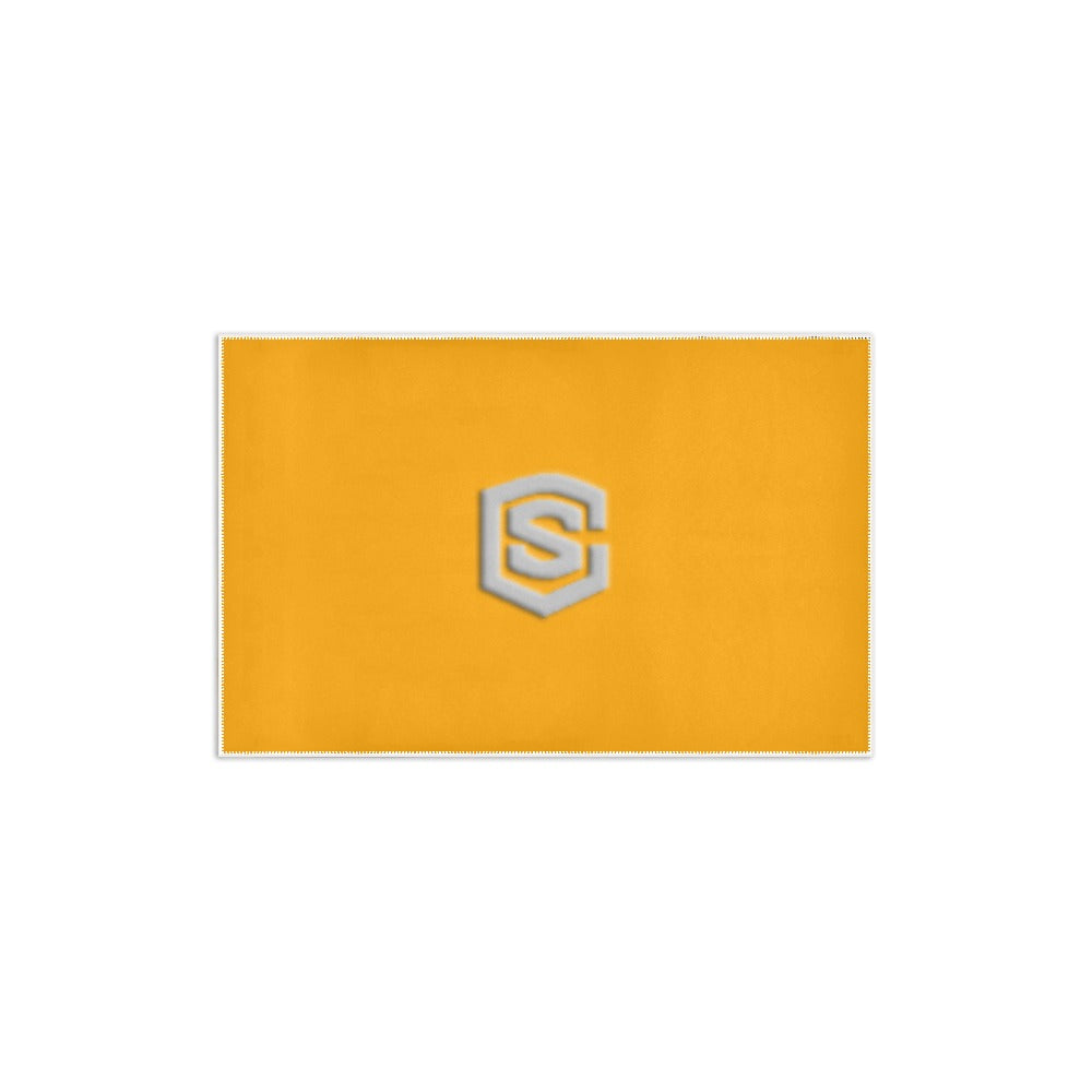 Orange Area Rug 2.6' x 1.7' with Silver Logo Area Rug 2.6' x 1.7'