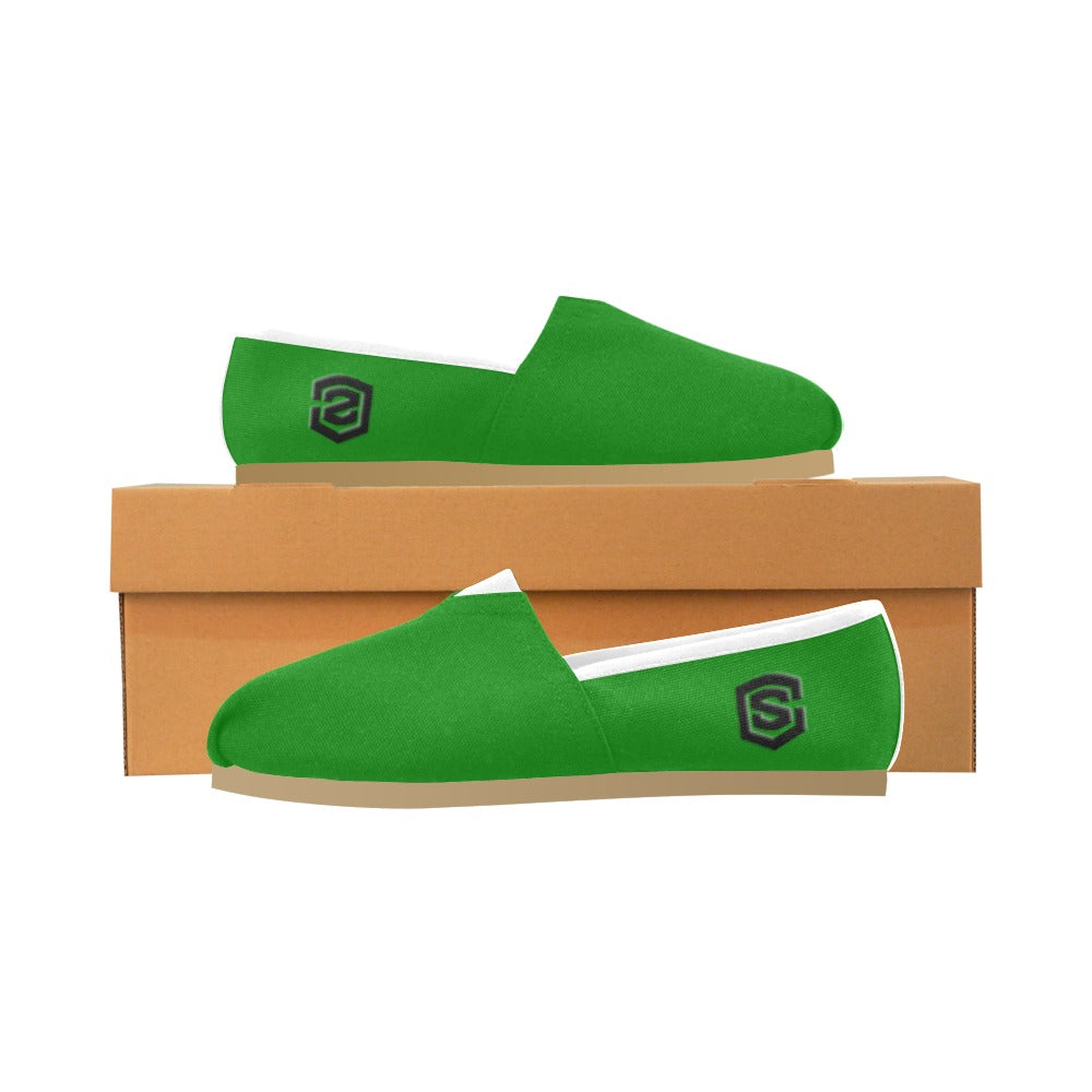 GREEN casual shoes for women WITH BLACK LOGO Casual Canvas Women's Shoes (Model 004) (Designs are mirrored)