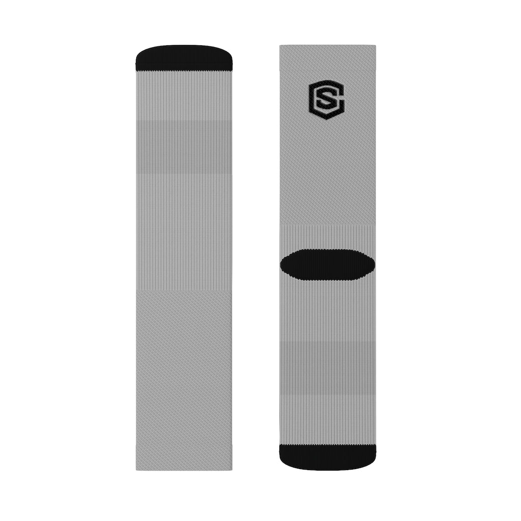 Light Grey Sublimation Socks Black Logo