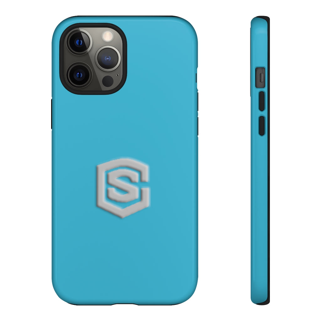 Blue Tough Cases Silver Logo