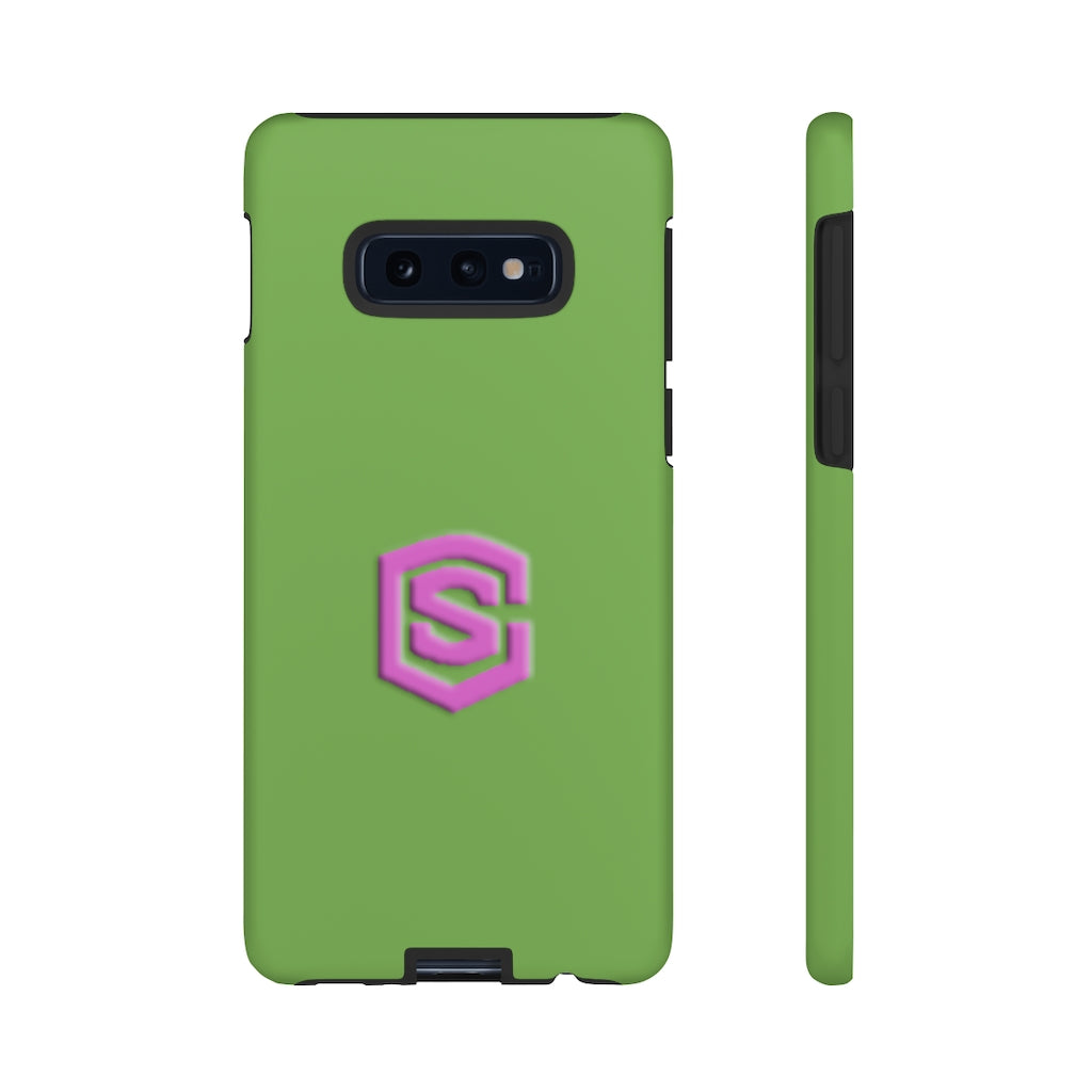 Green Tough Cases Pink Logo