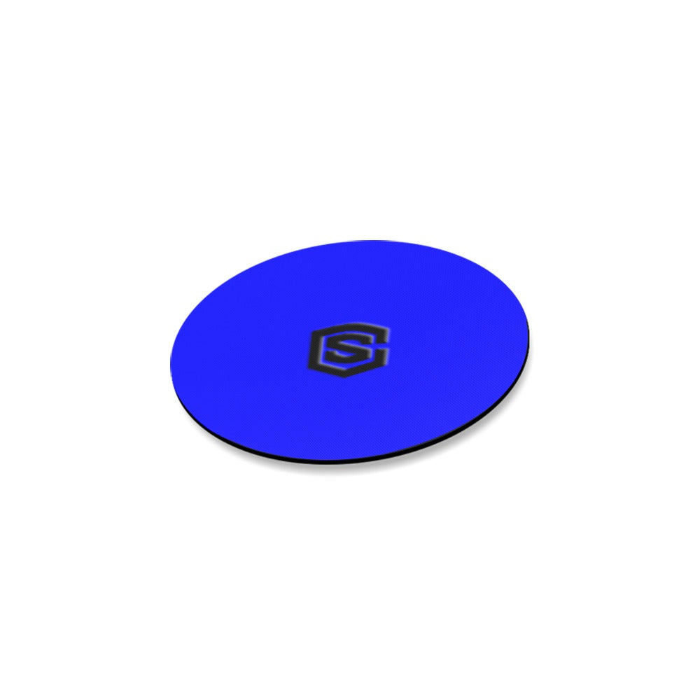 Blue Round Coaster with Black Logo Round Coaster