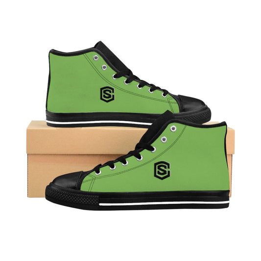 green Men's High-top Sneakers - black logo