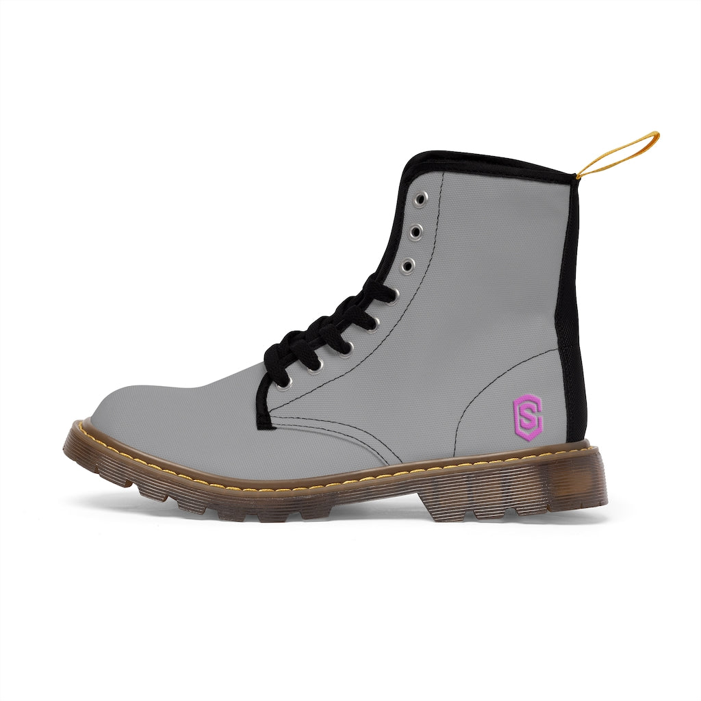 Grey Men's Canvas Boots pink Logo