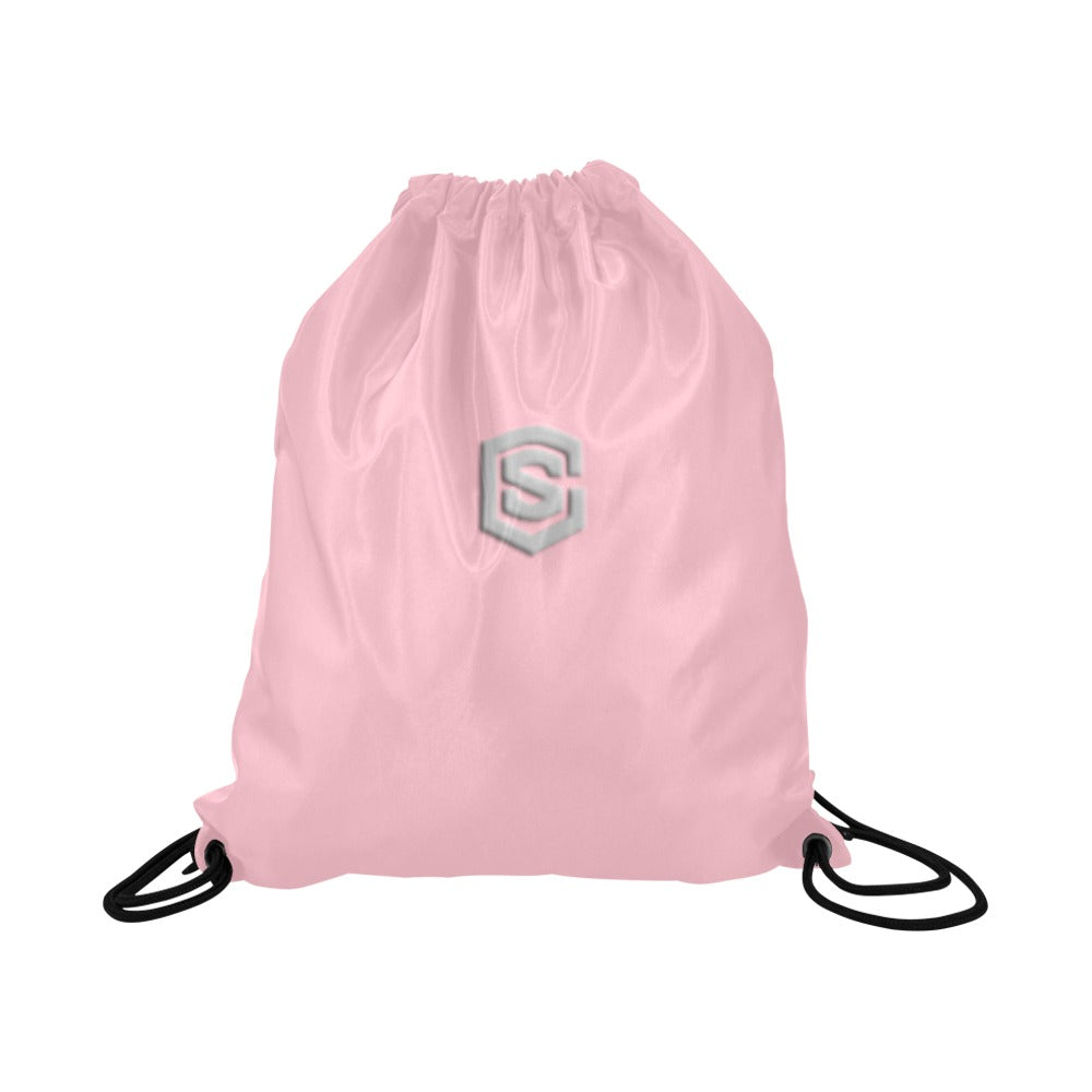 Pink Drawstring Bags Large With Silver Logo Drawstring Bags (Model 1604) (Large)