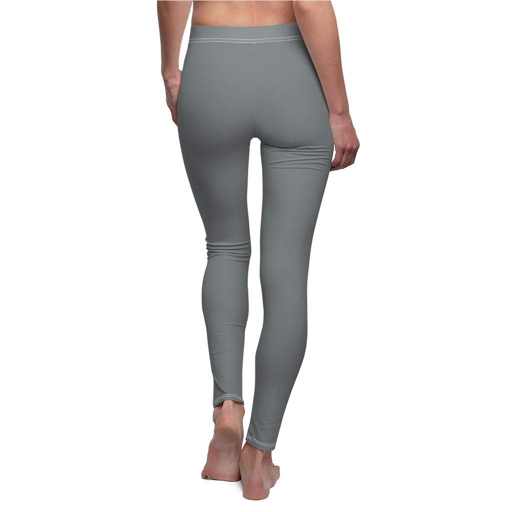 Grey Women's Cut & Sew Casual Leggings Black logo